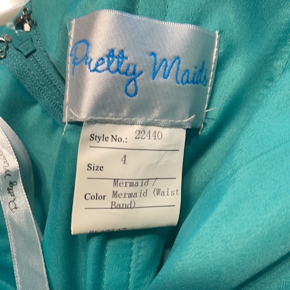 Pretty Maids strapless flowy maxi dress in mermaid green size 4 - Picture 7 of 7